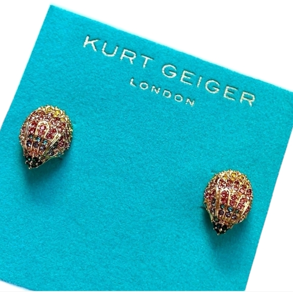 🌈 🔹Kurt Geiger multicolo Crystal  rainbow small pave eagle stud Dome Earrings - Picture 3 of 9